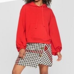 Who What Wear Red Balloon Sleeve Hoodie. Size Small.
